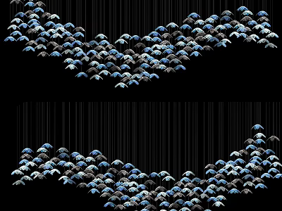 Elegant Modern Chandelier Design With Blue White Hanging Lights And Layered Structure 3d model