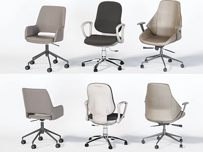 Modern Office Chairs In Various Styles And Colors For Workspace Settings 3d model