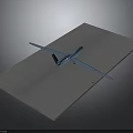 Blue Airplane Model Placed on Gray Platform with Simple Display Background Design