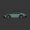 Turquoise Sports Car with Black Roof Rack Wheels and Red Brake Calipers Modern Design