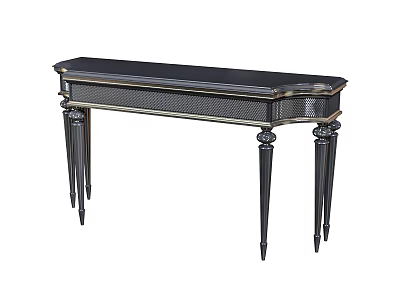 Elegant Black Entryway Console Table With Metal Frame And Mesh Design Details 3d model