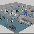 Public Office Area With Medical Staff Wheelchairs CT Scanner Beds And Waiting Chairs