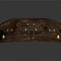 Vintage Brown Leather Hat with Silver Rivets and Gold Button Design 3d model
