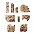 Brown Wavy Texture Wall Decor Tiles With Assorted Arrangement Design 3d model