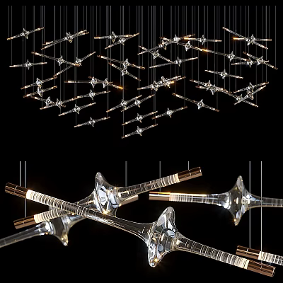 Modern Glass Chandelier With Geometric Branching Structure For Contemporary Interior Lighting 3d model