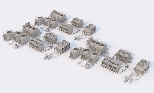 Cooling tower group 3d model