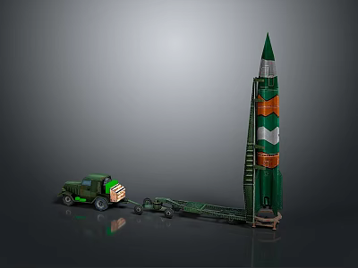 Green Military Tank With Orange And White Stripes And Ladder On Side Design 3d model