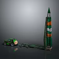 Green Military Tank With Orange And White Stripes And Ladder On Side Design