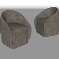 Modern Gray Single Sofa Featuring Curved Armrest And Unique Fabric Material Design 3d model