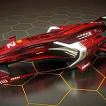 Red Ferrari Race Car with Streamlined Aerodynamic Bodywork and Sponsor Logos