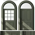 Green Arched Doors With Glass Panels And Solid Design For Home Exterior