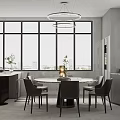Modern Kitchen Interior Design With White Cabinets Island Counter Oven Window And Plants