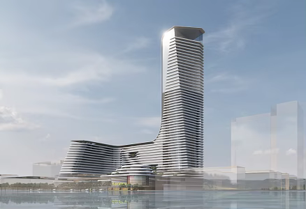Modern office building curve super high-rise office building shopping mall complex 3d model