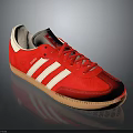 Red Casual Classic Sneakers With White Stripes And Brown Sole Design