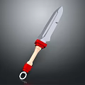 Stainless Steel Blade Knife With Wooden Handle Red Guard And Ring