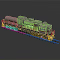 Gray Diesel Locomotive Train With Yellow Details And Red Design On Railway Track