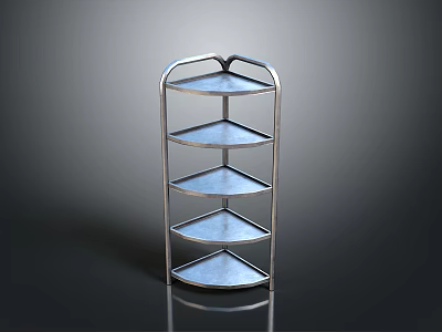 Modern Multi Tiered Shelf With Curved Metal Frame And Blue Shelves 3d model