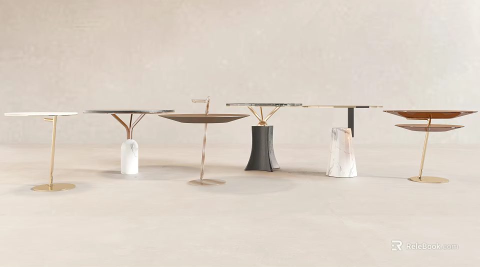 Modern Elegant Coffee Table With Marble Top And Metal Stand 3d model