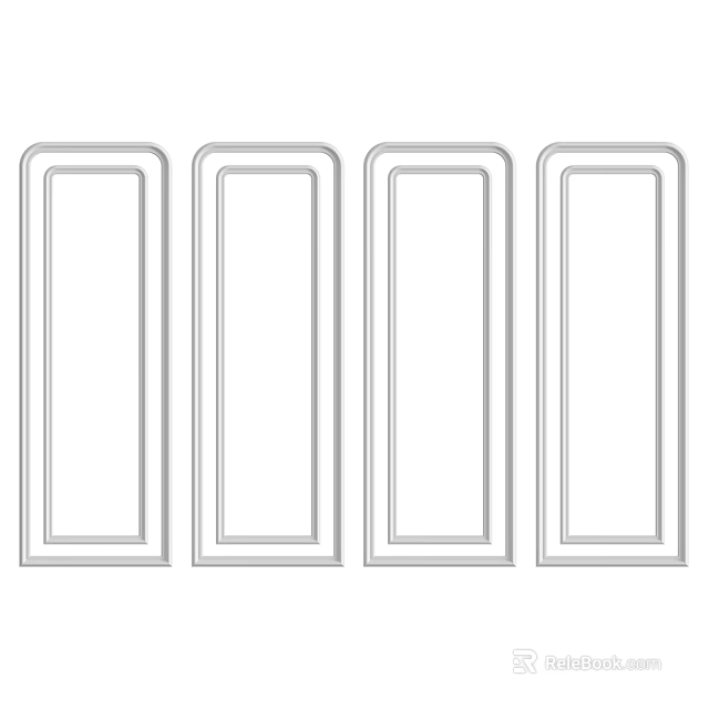 Four White Rectangular Cabinet Door Panels For Furniture Components 3d model 