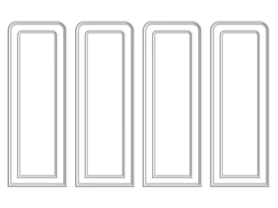 Four White Rectangular Cabinet Door Panels For Furniture Components 3d model