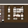 Modern Wooden Bookcase With Open Design Multiple Shelves Books Decorations And Apples