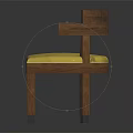 Minimalist Wooden Chair With Yellow Cushion And Curved Armrests Interior Design