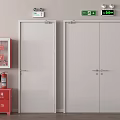 Fire Safety Equipment Setup With Emergency Exit Doors Lights And Fire Extinguishers 3d model