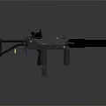 Modern Submachine Guns With Tactical Scope And Suppressor On Gray Background
