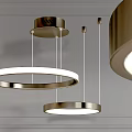 Modern Circular Pendant Lights With Metallic Frames And Soft White Illumination 3d model