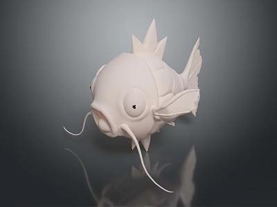 3D Rendered White Carp Fish With Smooth Surface And Dark Background Reflection 3d model