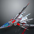 Future Spacecraft Design With Sleek Silver Body Red Accents And Transparent Cockpit