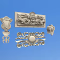 Elegant Silver Carved Decorative Ornaments With Floral Patterns Rectangular Panel And Symmetric Design