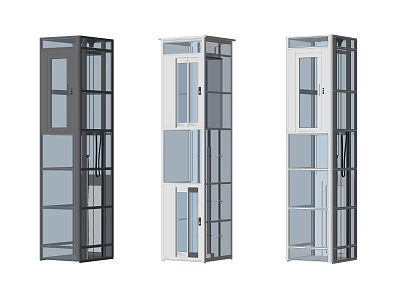 Modern Home Elevator Designs With Glass Doors And Metal Frames In Various Colors 3d model