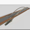 Modern Arch Bridge Design With Curved Structure Roadway And Pedestrian Walkway