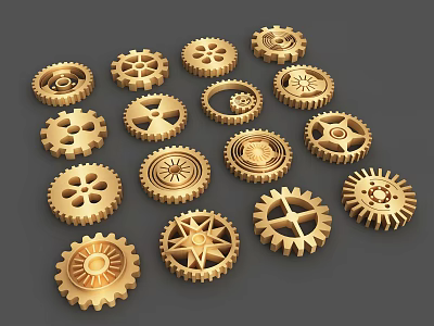 High Quality Hardware Tools Featuring Golden Precision Gears for Mechanical Engineering Projects 3d model