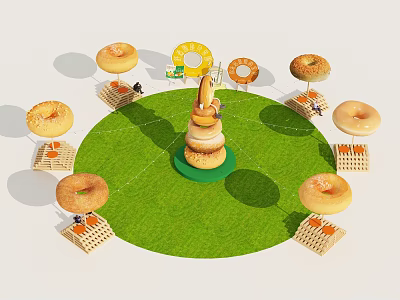 Bagel Festival Meichen Spirit Fortress Rest Area Food Festival Bread Festival DP Pin 3d model