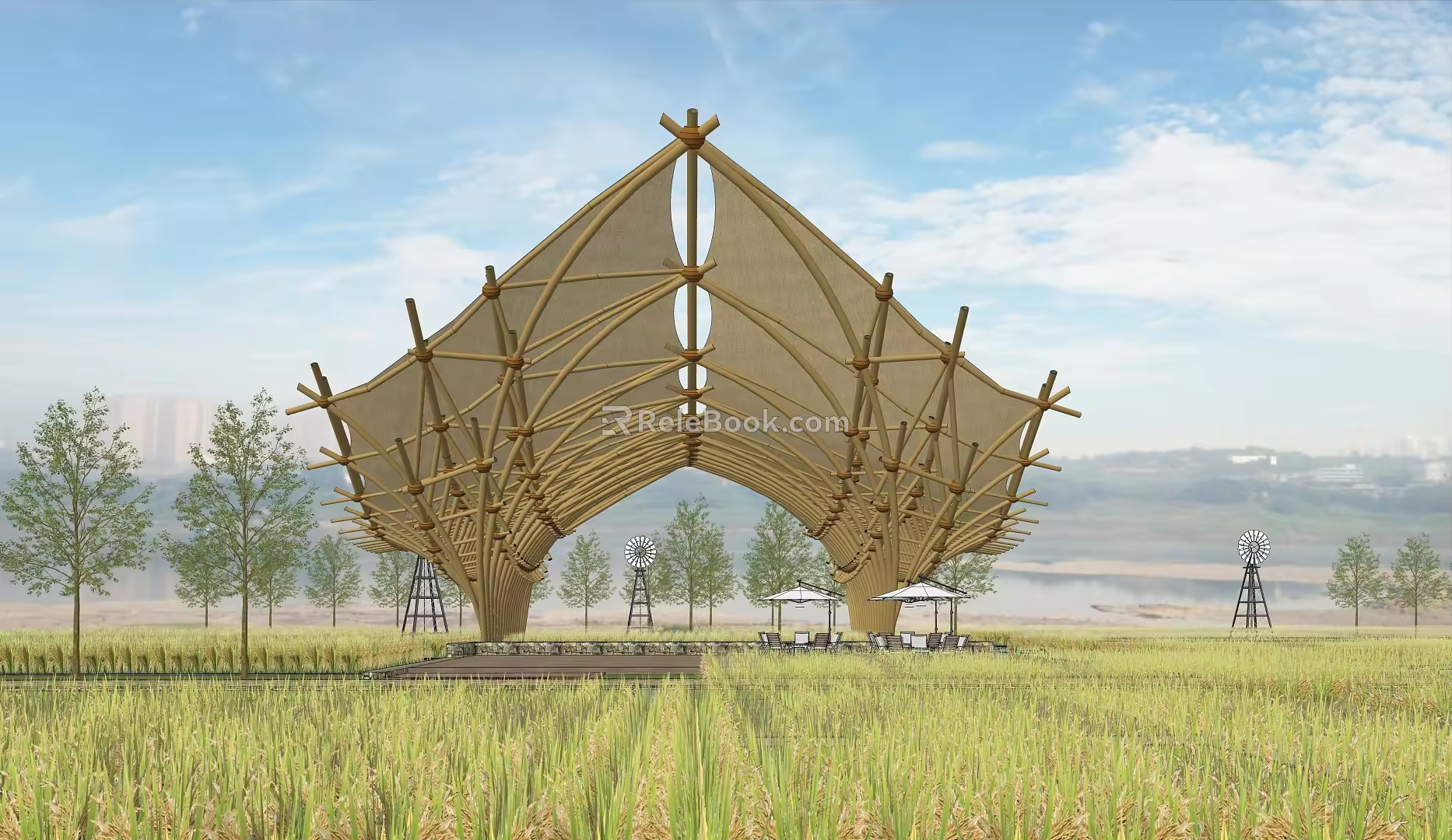 Modern Paddy Field Paddy Field Landscape 3d model