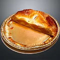 Delicious Puff Pastry Pie On Golden Paper Plate With Sliced Piece And Flaky Crust