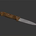 Riveted Kitchen Knife With Wooden Handle And Sharp Metal Blade