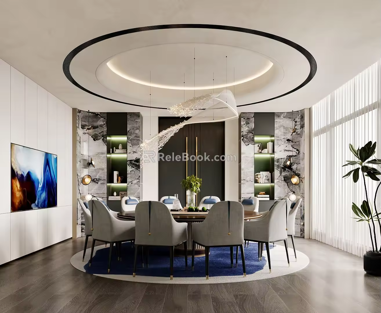 Modern Private Room Dining Table and Chair Dining 3d model