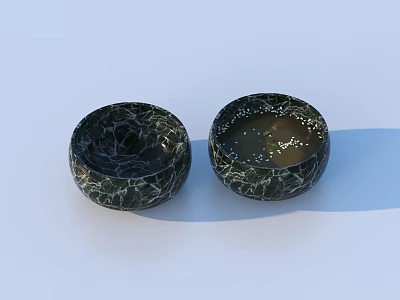 Two Black Marble Crackle Pattern Decorative Bowls For Home Use 3d model