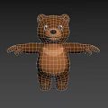 Cute Brown Cartoon Bear Figure With Open Arms 3D Model Design