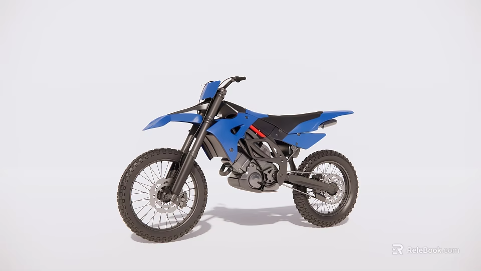 Blue Modern Off Road Motorcycle With Black Seat And Red Accents 3d model 