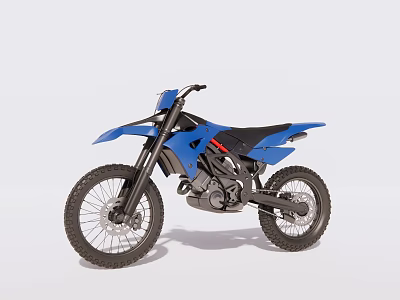 Blue Modern Off Road Motorcycle With Black Seat And Red Accents 3d model