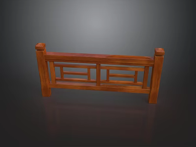 Carved Wooden Railing Furniture With Traditional Design And Brown Finish 3d model