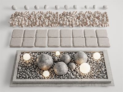 Modern Stone Landscape Stone Block Pebbles 3d model