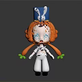 Cute 3D Cartoon Character With Orange Hair And Rabbit Ear Hat Design Look