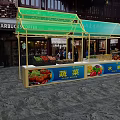 Fresh Fruit Vegetable Stall With Green Canopy Yellow Frame Near Traditional Building