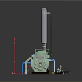 Industrial Equipment With Long Silver Pipe Green Main Body And Platform Structure