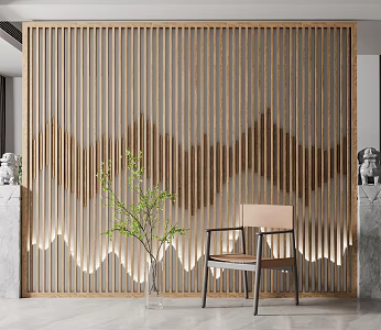 New Chinese background wall background wall partition 3d model